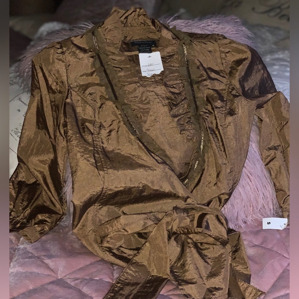 Vintage Brown Wrap Blouse